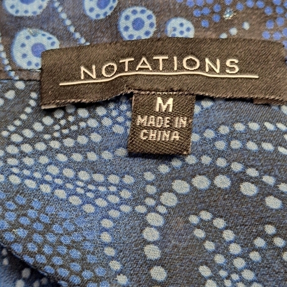 Notations Sheer Blue Print That Sparkles Blouse   Size M - Picture 6 of 6